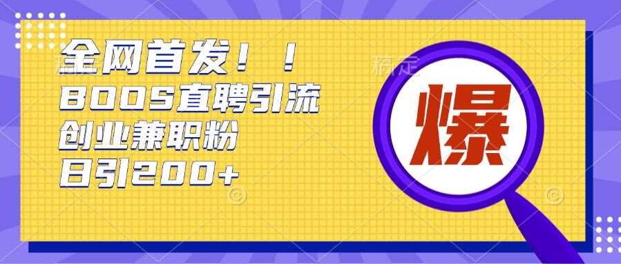 通过Boss直聘，每天轻松钓到200+多条创业大鱼的秘籍【揭秘】-星火微能网