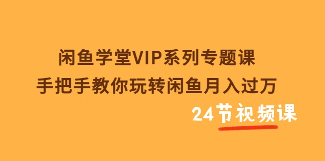 闲鱼学堂VIP系列专题课：手把手教你玩转闲鱼月入过万（共24节视频课）-微能