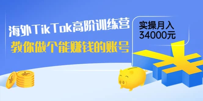 海外TikTok高阶训练营：教你做个能赚钱的账号，实操月入34000元-微能