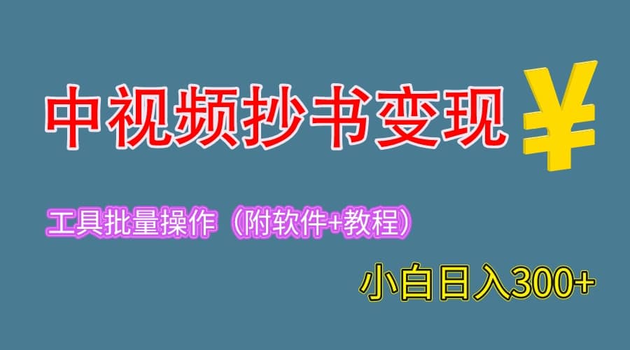 中视频抄书变现（附工具 教程），一天300 ，特别适合新手操作的副业-微能