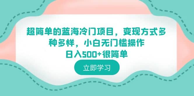 超简单的蓝海冷门项目，变现方式多种多样，小白无门槛操作日入500 很简单-微能