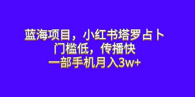 蓝海项目，小红书塔罗占卜，门槛低，传播快，一部手机月入3w-微能