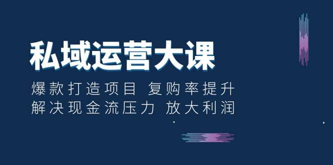 私域运营大课：爆款打造项目 复购率提升 解决现金流压力 放大利润-微能