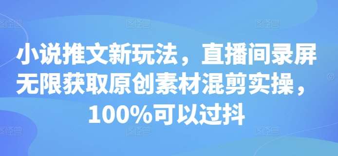 小说推文新玩法，直播间录屏无限获取原创素材混剪实操，100%可以过抖-星火微能网