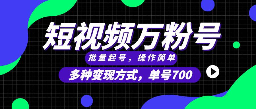 短视频快速涨粉，批量起号，单号700，多种变现途径，可无限扩大来做-星火微能网